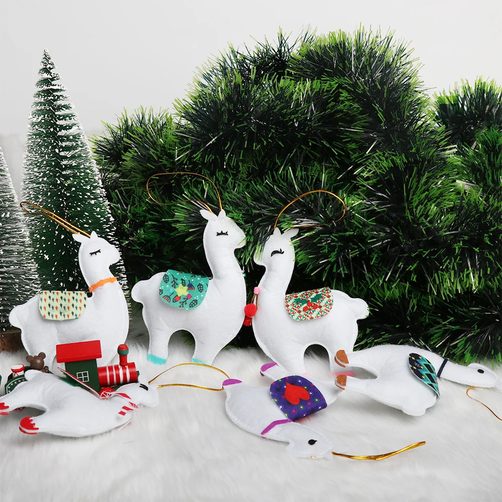 6pcs/Set Cute Felt Alpaca Pendant Fabric Ornaments Kids Toys Gift Birthday Gifts Party Decor Xmas Tree Decoration For Home | Дом и сад
