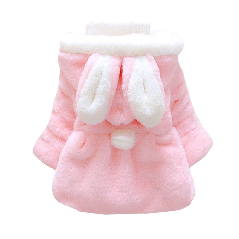 Baby Coat Autumn Winter Girls Artificial Fur Long Sleeve Outerwear With Rabbit Ear Cute Hairy Comfortable Warm Hoodie