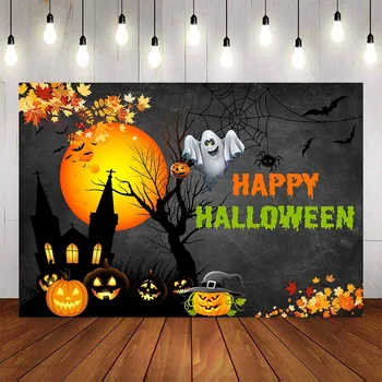 

Happy Halloween photography Backdrop Pumpkin Lanterns Evil Horrible Ghost Kids Children Party Photo Studio Backdrop Photo Prop