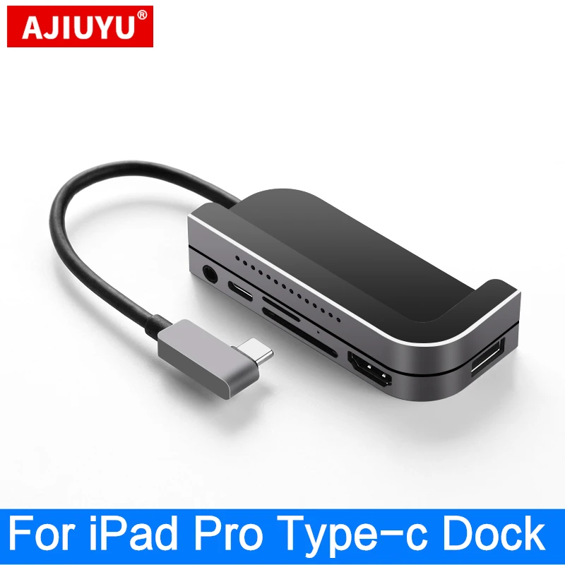 Ajiuyu-usb c Hub para Ipad Pro 11 12.9 tipo c Dock Usb 3.0 Hdmi 35 mm Porta pd Adaptador Conversor Tablet Hub 2023 - Imagem 6