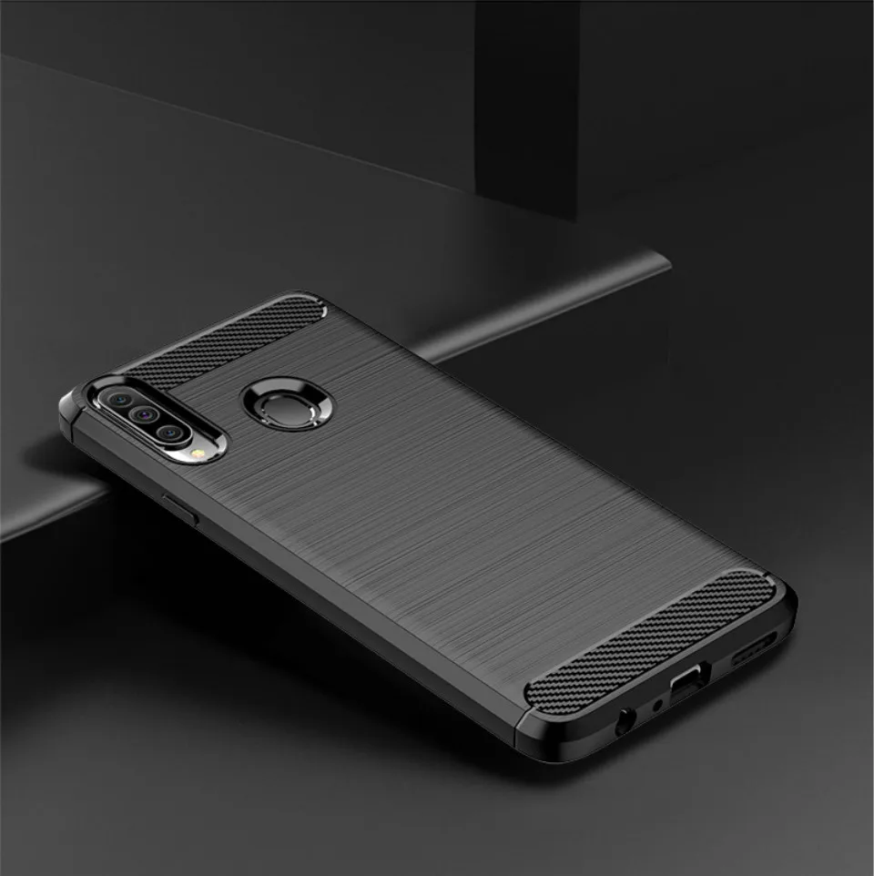 Чехол для телефона для samsung Galaxy A20S Защитная щетка углеродное волокно узор силиконовый Ударопрочный Мягкий