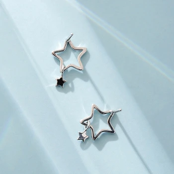 

LISM Cute Mini Tiny Star Stud Earrings 925 Sterling Silver For Women Fashion Girl Hanging Ear Accessories Jewelry