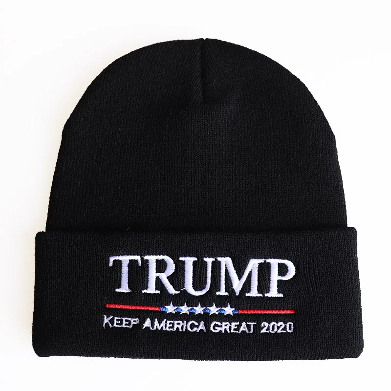 LIBERWOOD Trump, кепка с вышитым американским флагом/американским флагом, трикотажная шапка с черепами, шапка с американским флагом для мужчин и женщин, зимняя шапка - Цвет: 6 black