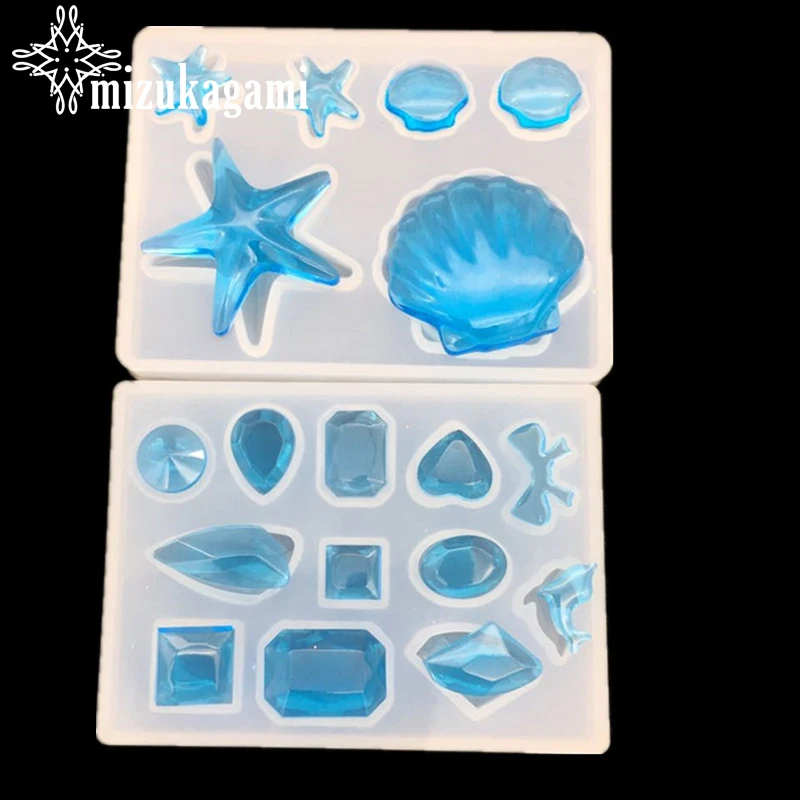 1pcs UV Resin Jewelry Liquid Silicone Mold Shell Sea Star Round Rhombus Resin Charms Molds For DIY Decorate Making Jewelry