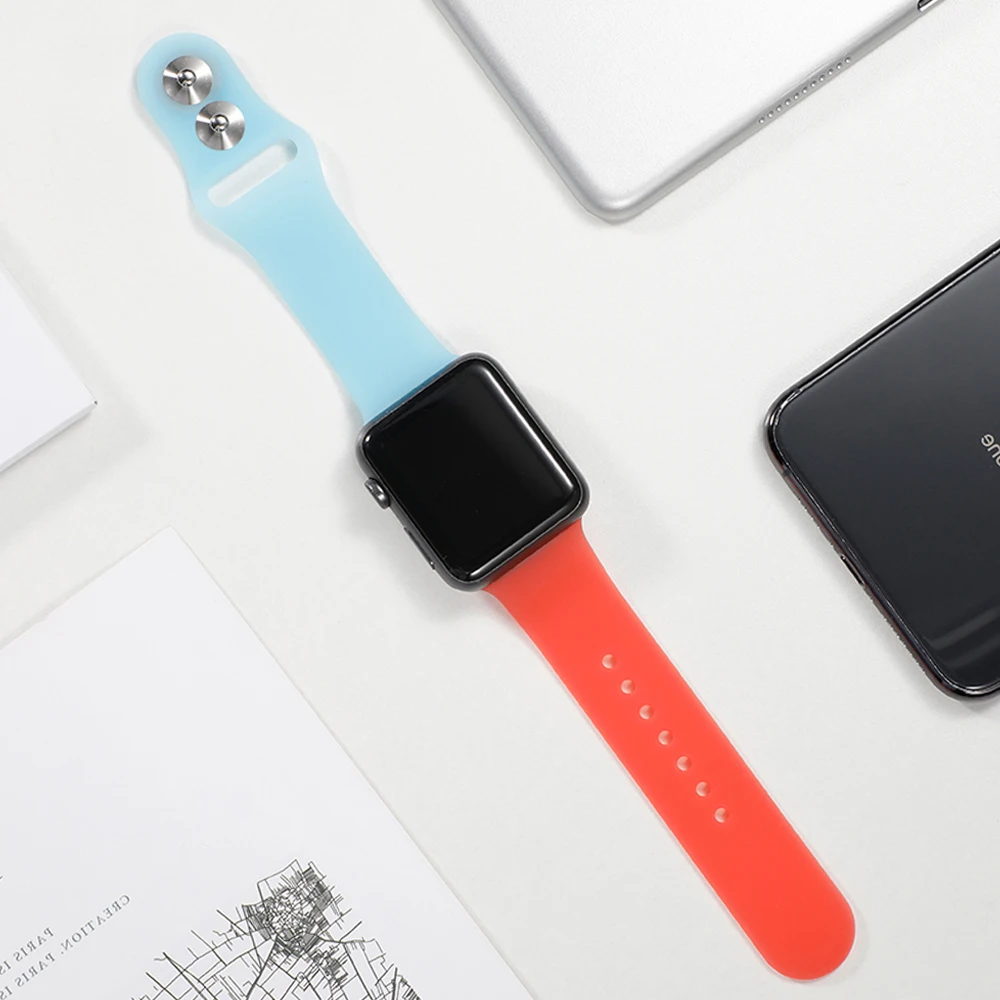 Силиконовый ремешок для apple watch band 38 мм 42 мм iWatch 4 полосы 44 мм 40 мм силиконовый спортивный Браслет ремешок для часов apple watch 5 4 3 2 38