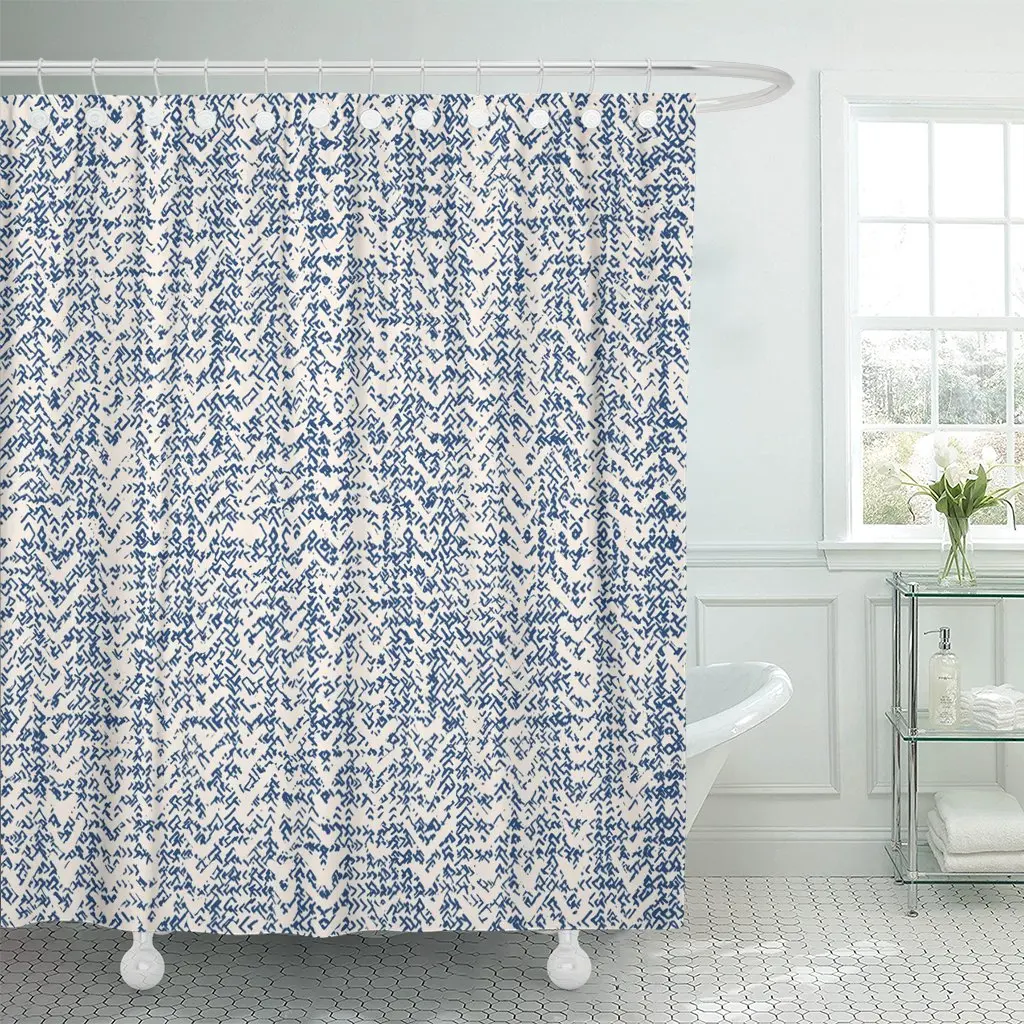 Занавеска для душа Shibori чернильная японская Современная акварель батик