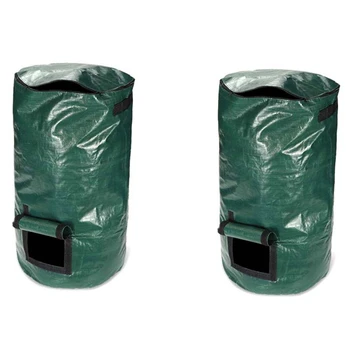 

2Pcs 80L Organic Waste Kitchen Garden Yard Compost Bag Portable Environmental PE Cloth Planter 45X80CM