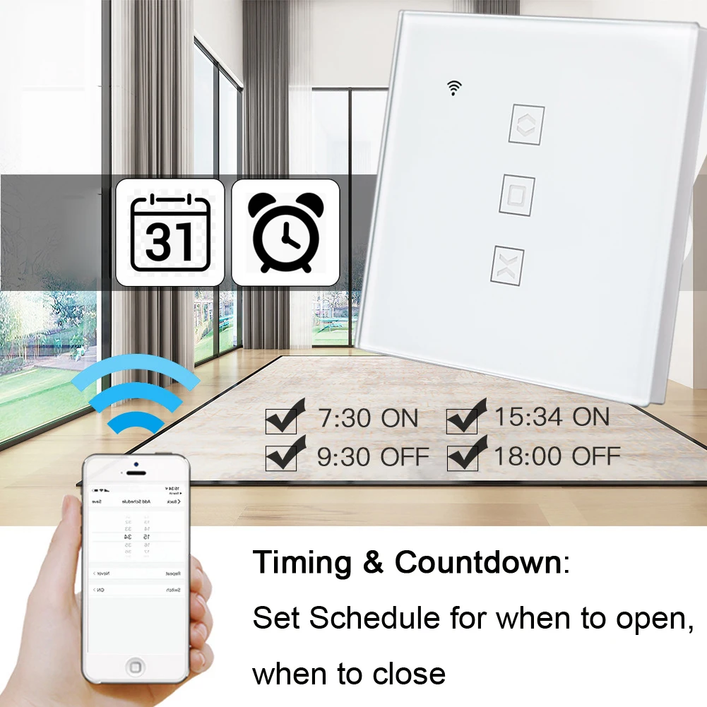 Interruptor da Cortina do Obturador para Cortinas Elétricas com Controle Tuya Vida Inteligente fi Rolo Motorizadas Remoto Google Casa Aelxa Eco ue wi - Image 4
