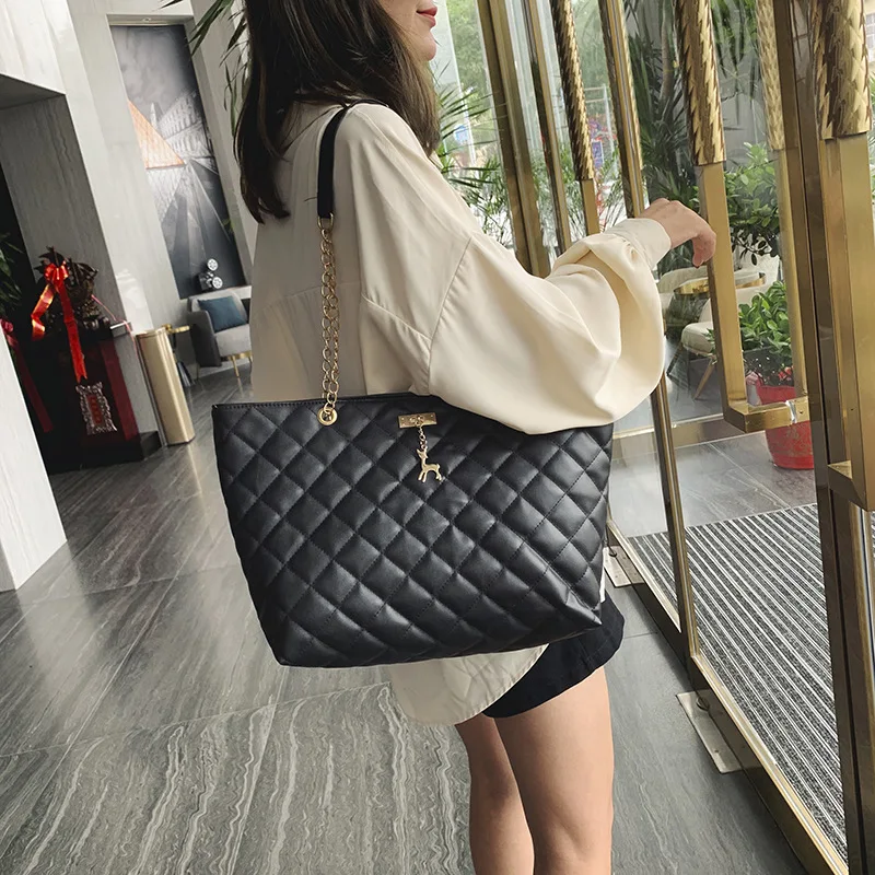  Women Bag Leather Handbag 2019 Designer Brand Luxury Large Capacity of Rhombic Chain Leather Ladies - 4000165833673