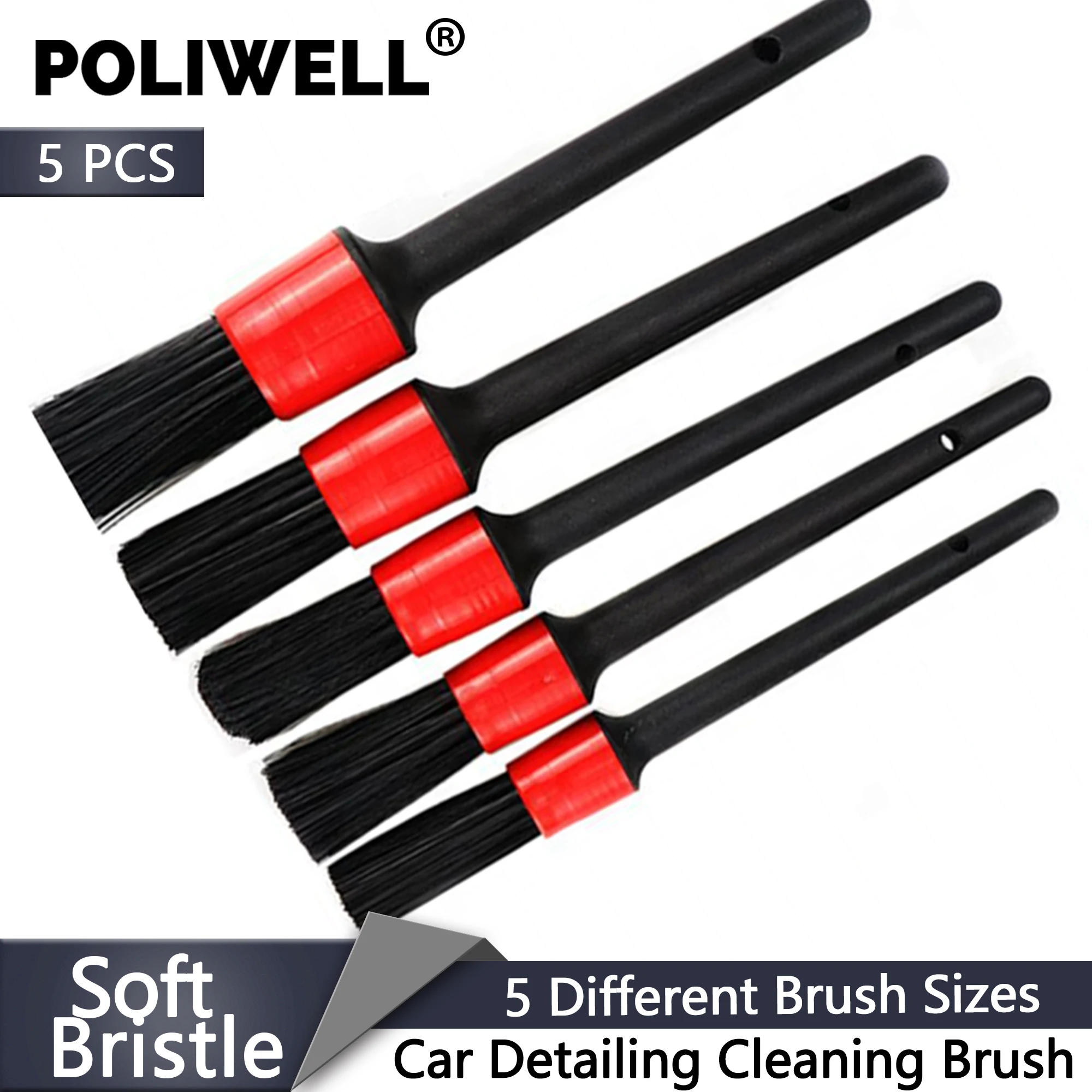 

5 PCS Soft Bristle Car Detailing Brush Set Wheel Air Outlet Cleaning Tool Detail Brushes
