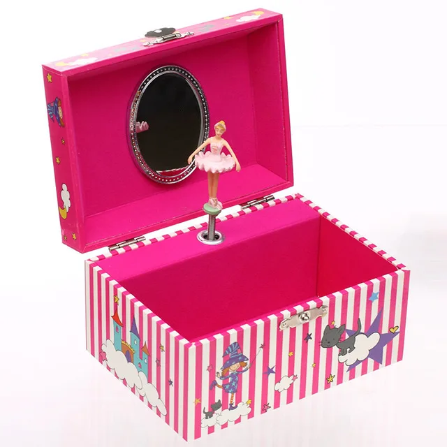 

Kawaii Wood Pink Ballerina Music Box Jewelry Storage Organizer Home Decoration Accessories Christmas Gifts For Girls