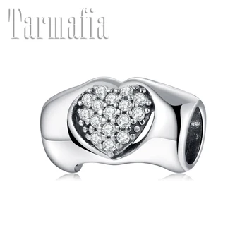 

100% Authentic 925 Sterling Silver Gesture than Love heart Clear Zircon Bead Fit Original Women Charm Bracelet Jewelry making