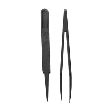 

4.5" Length Black Plastic Anti-static Tweezers Repair Tool 2