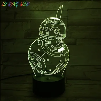 

Star Wars BB-8 3d Night Lamp Child Kids Boy Gift Decorative Light Sensor Bedroom 7 Color Changing Beebee-Ate Bedside Night Light