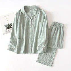 New Pajamas Women Spring and Summer Cotton Long-sleeved Trousers Women's Plus Size Suits Home Service Ladies Pajamas for Women