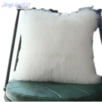 

Cushion cover, cute plush faux wool square solid color all-match pillowcase, suitable for living room, bedroom, home decoration