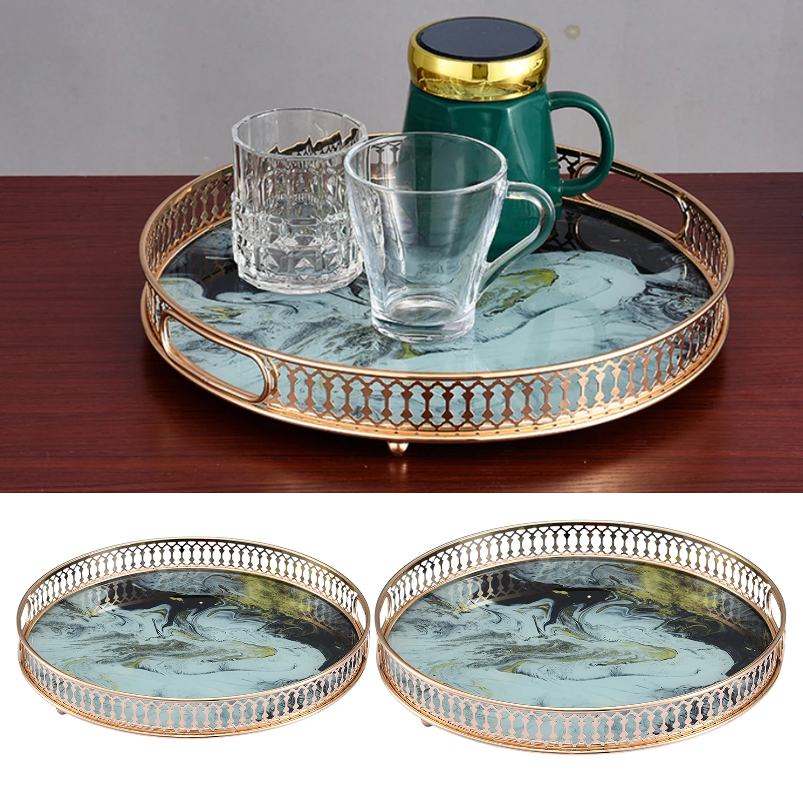 Mirror Glass Decorative Serving Tray Wedding Home Table Candle Tray for Jewelry