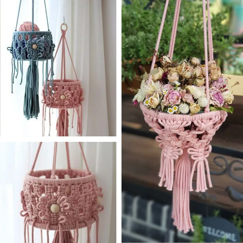 

Handmade Macrame Plant Hanger Flower Pot Planter Hanger Wall Decoration Courtyard Garden Plants Flowers Hanging Basket Handmade