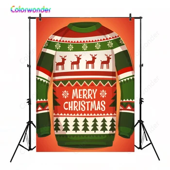

Merry Christmas Photography Backdrop Fun Milu Knit Sweater Photographic Backgrounds For Photo Studio Vinyl