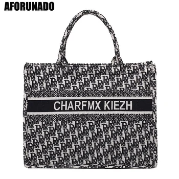 

Luxury Brand Women Canvas Designer Book Tote Shoulder Bag High Quality Letters Print Embroidery Female Casual Shopping Handbag
