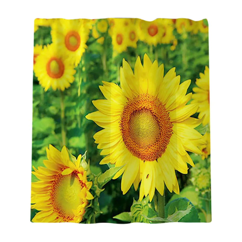 Creative Sunflower Floor Mat Shower Curtain Bathroom Waterproof flannel Shower Curtain Flower Printing Curtains for bathroom 108