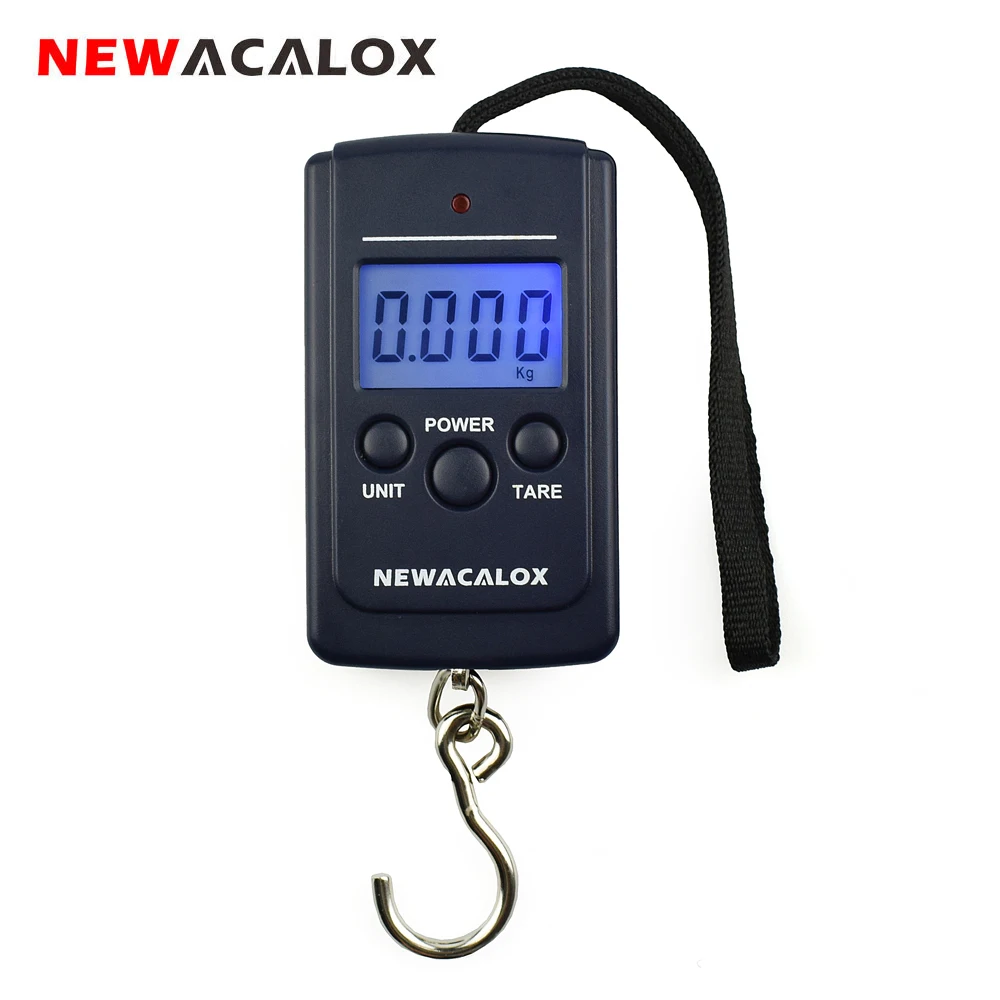 NEWACALOX 40kg x 10g Mini Digital Scale for Fishing Luggage Travel Weighting Steelyard Hanging Electronic Hook Scale