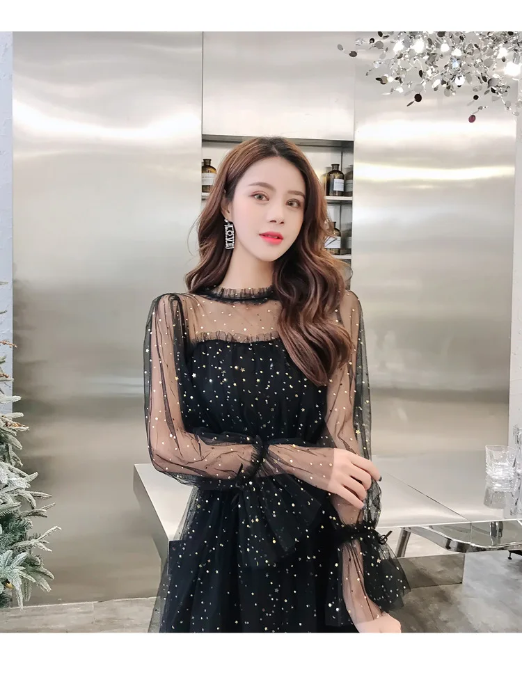 Весна лето стиль бронзовая Марля корейский стиль элегантное дебютантное платье средней длины с эластичной талией женское платье