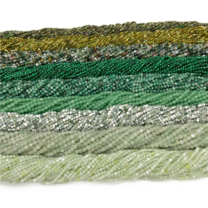 Small Green Natural Stone Faceted Beads