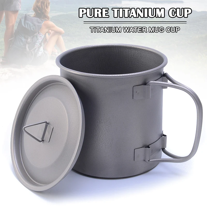 Titanium Water Cup 400ml Mug with Folding Handles for Outdoor Picnic Camping G66