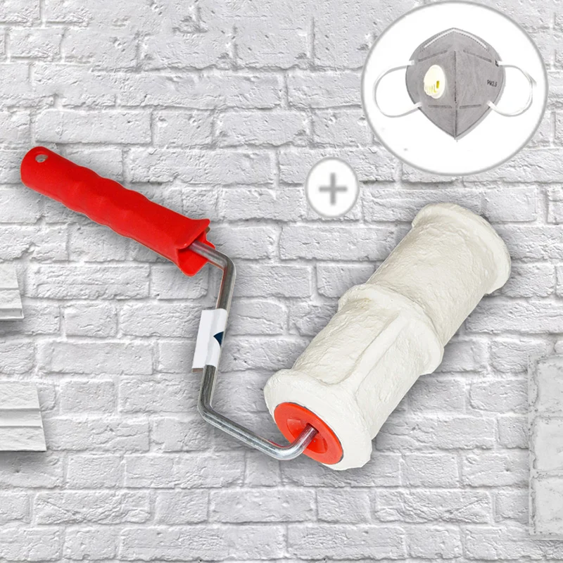 

DIY Pattern Paint Roller Polyurethane Tool Environmental Protection Stamp Roller Decorative Cylinder Imitate Stone for Wall Pain