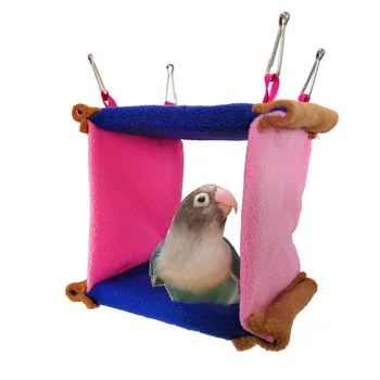 

Square Bird Parrot Nest Soft Plush Bird Parrot Hammock Warm Hanging Bed For Pet Cave Cage Hut Tent Toy House For Small Animals