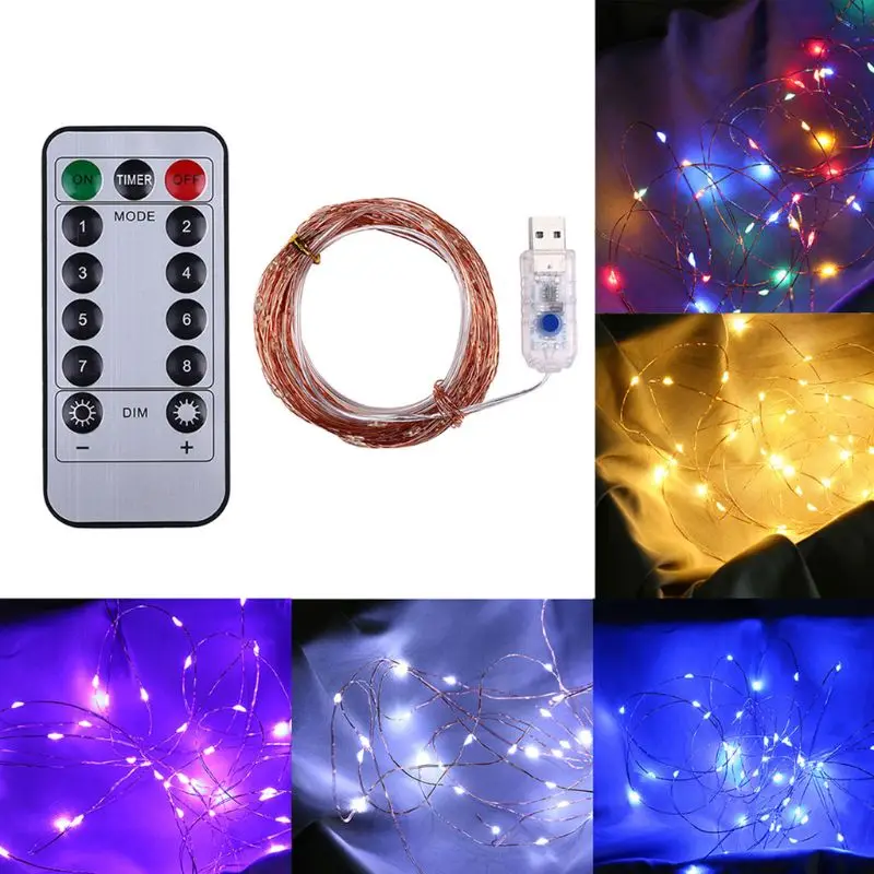 

50 LEDs USB Brass Wire String Light 8 Modes Party Wedding Home Decor Q84D for LED