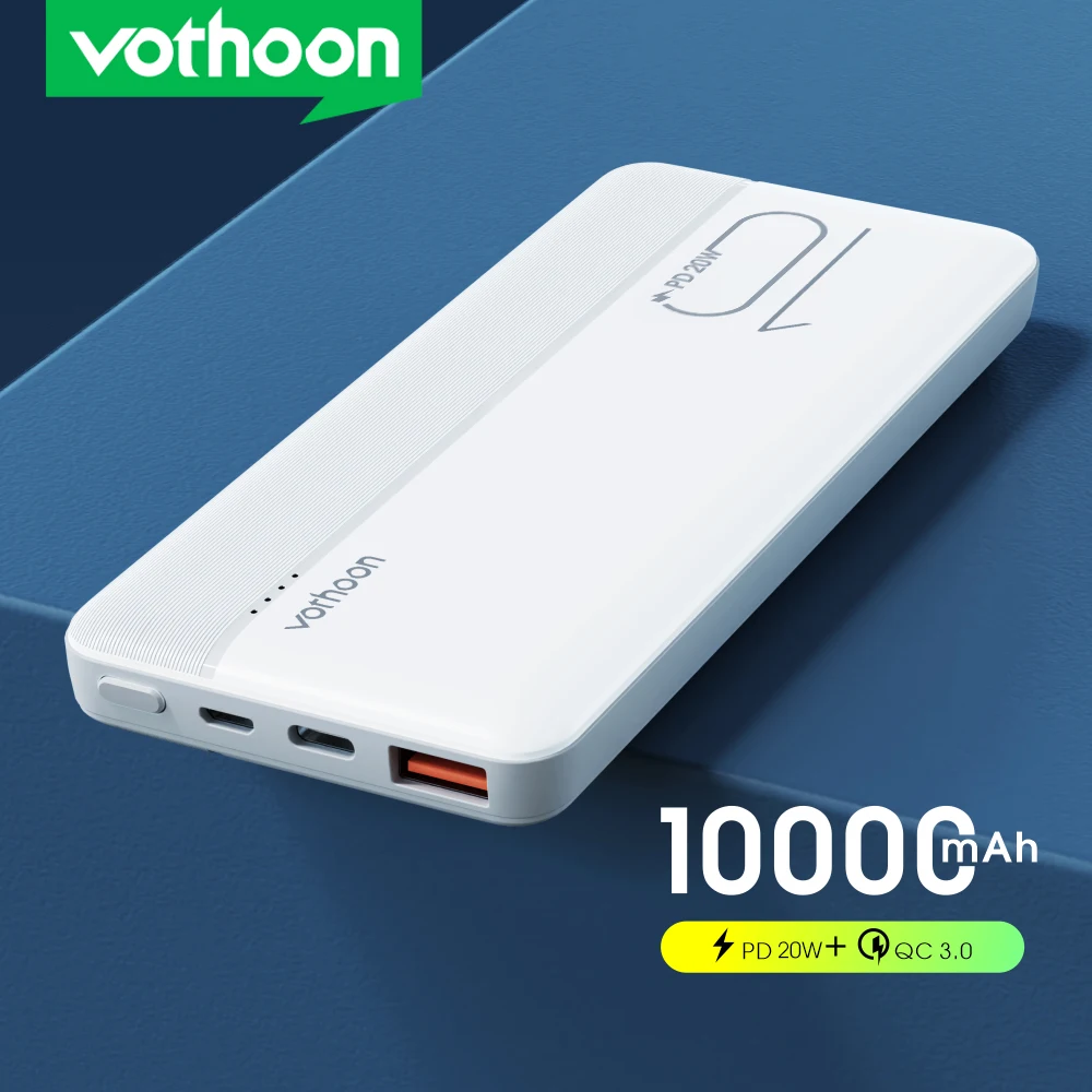 Внешний аккумулятор VOTHOON ёмкость 10000мАч входной/выходной порт USB C поддержка