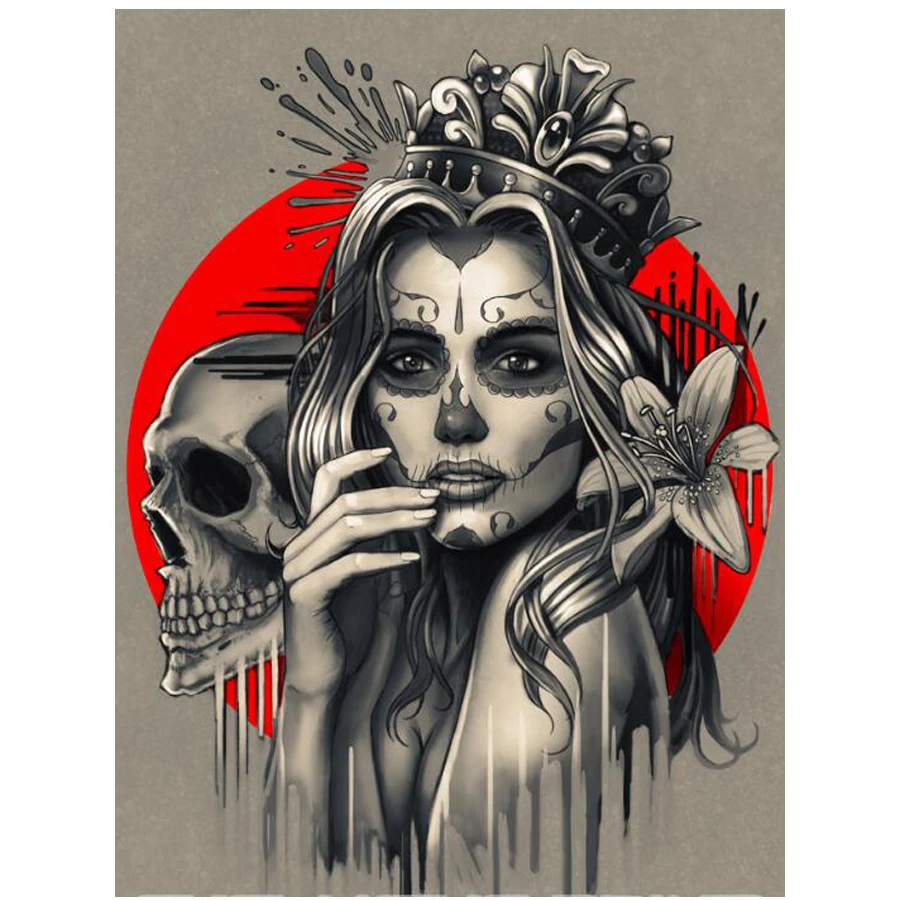 5d алмазная картина сахарный череп Лилия женщина Сделай Сам полностью квадратная