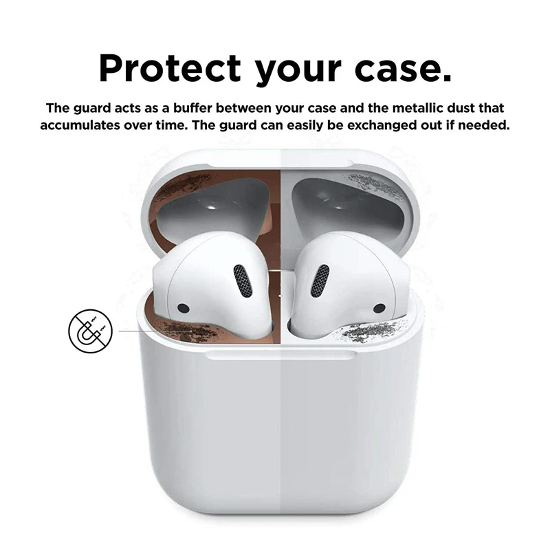 Металлическая Пыль Защита для Airpods стикер Apple аксессуары для кожи чехол зарядка защитная коробка для Airpods 2 Air Pods Airpods2 наклейка