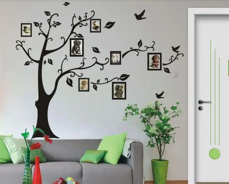 2141 Black And White with Pattern Hot Selling Photo Tree Three Generations Removable Wall Stickers Living Room Bedroom Televisio
