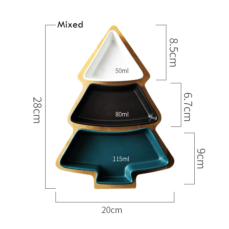 1 Набор, керамическая посуда в форме елки, фарфоровые тарелки, столовая посуда, салат, торт, фруктовый десерт, конфеты, тарелки для закусок - Цвет: Mixed color