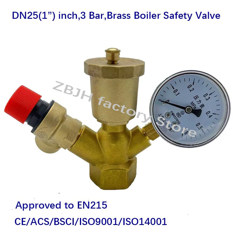 Dn25 1 Inch 3 Bar Brass Boiler Safety Group Set Complete Pressure Relief Valve Air Vent Safety Valve With Pressure Gauge 4 9 Valve Aliexpress