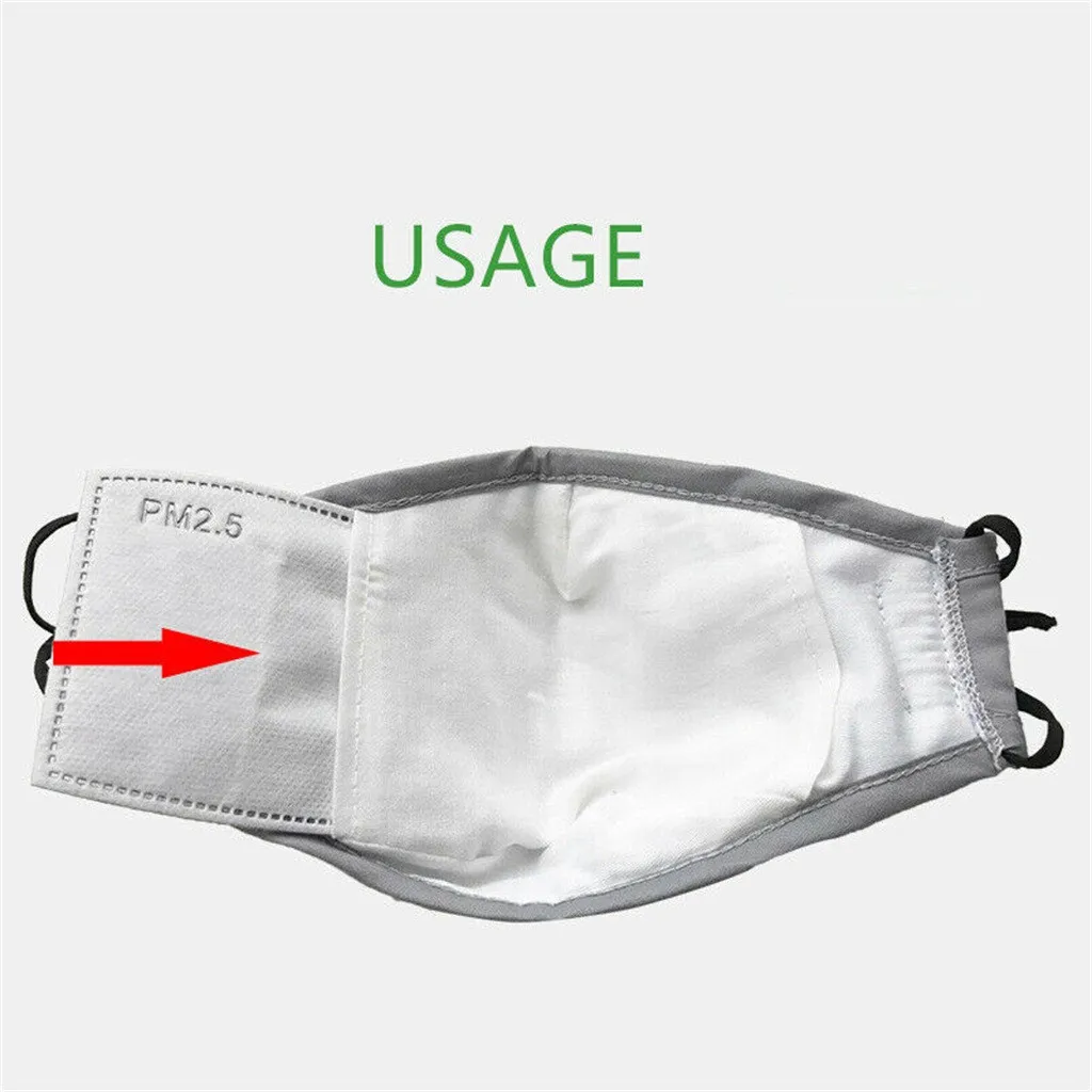 US 1/2/3/4/10/20 pcs Cloth Reusable Masks with PM2.5 Replaceable Activated Carbon Filters