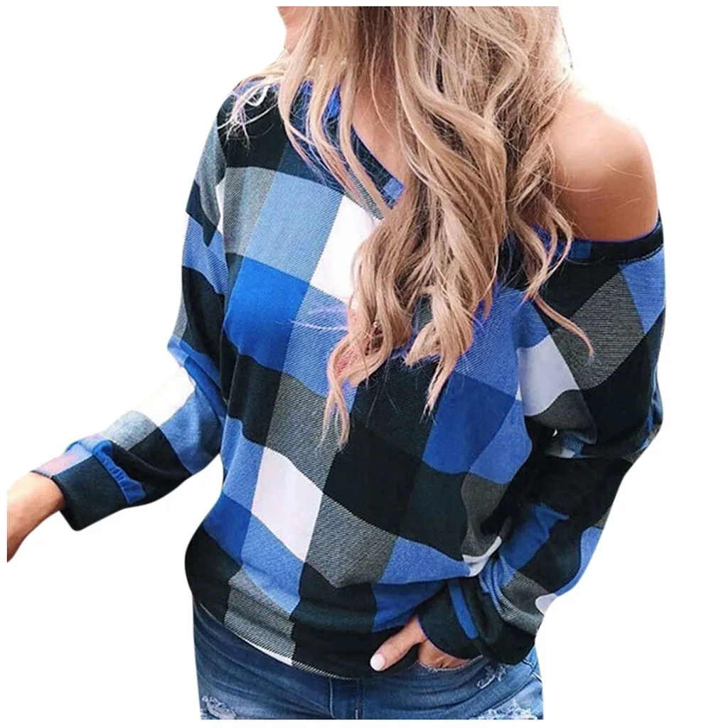 Poleras mujer de moda camiseta mujer футболка Толстая Женская трикотажная кофта на Prin футболка с открытыми плечами с длинным рукавом Топ, футболка, рубашка