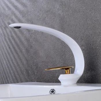 

Basin Faucet White and Rose Gold Bathroom Sink Mixer Tap Brass Wash basin Faucet Single Handle Single Hole Crane For Bathroom