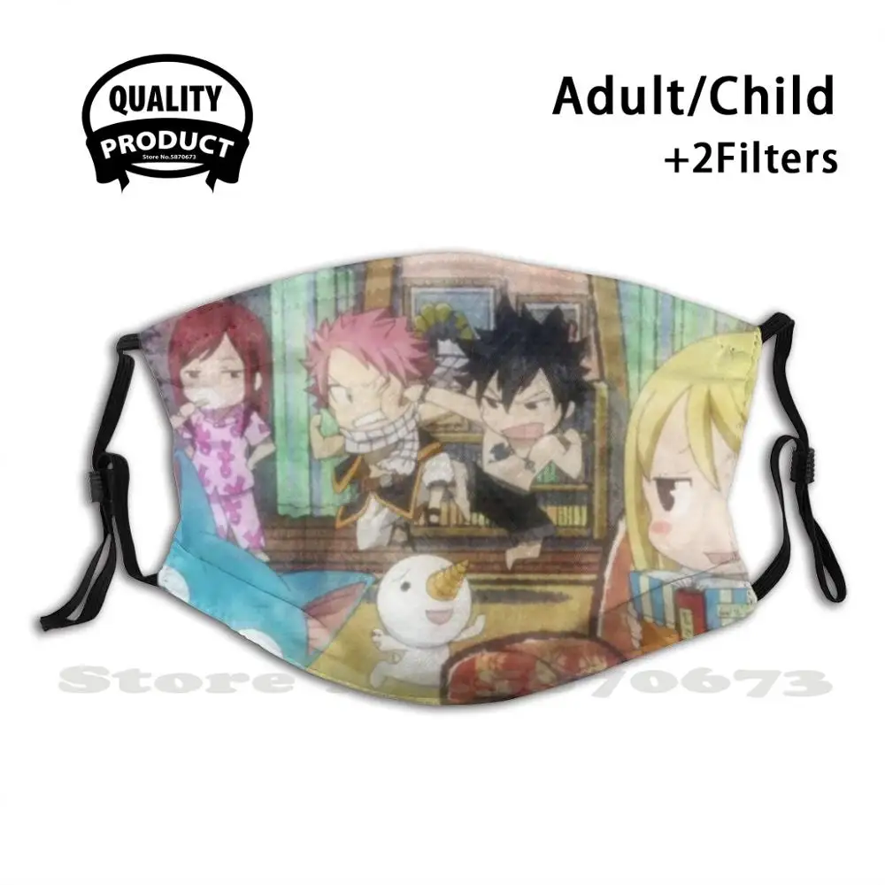 

Fairytail Ending Reusable Mouth Mask Washable Filter Anti Dust Face Masks Fairytail Chibi Fairytail Lucy Heartfilia Gray