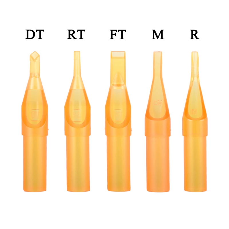 Tattoo Needle Tip 50pcs/box Rt M Ft R Dt Sterile Tattoo Yellow Plastic