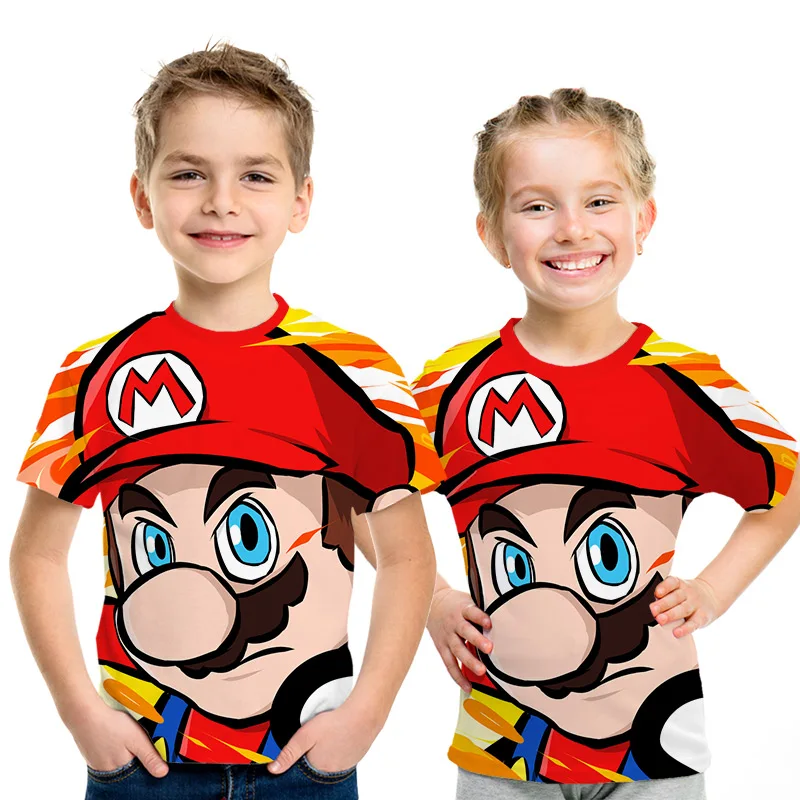 

2019 children Summer new style 3d t Shirt Cartoon Super Mario 3D print T-shirt funny drugs casual Gamer Boys girls 3d Tshirts
