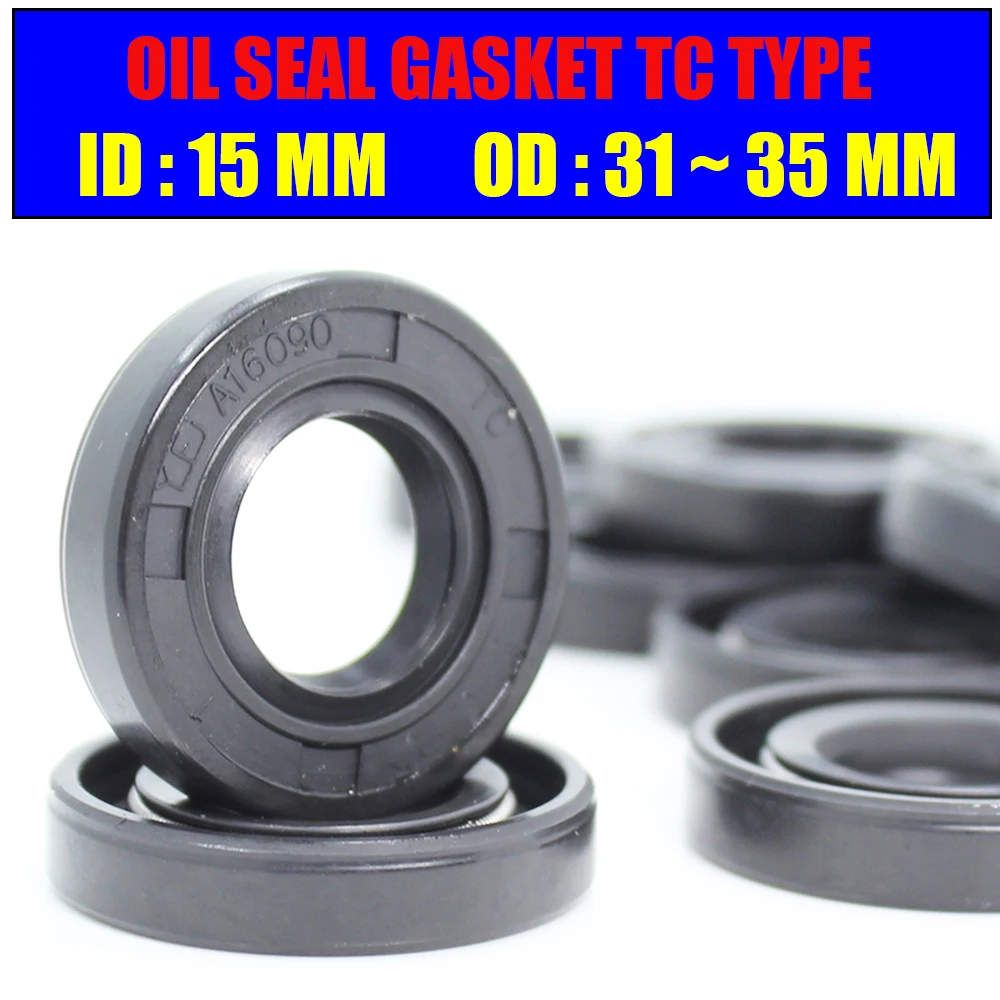 

ID 15mm Oil Seal Gasket TC Type Inner 31/32/33/35/36x15 mm 10Pcs NBR Skeleton Seals Nitrile Covered Double Lip With Garter
