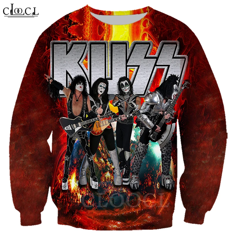 Футболка с 3D принтом рок Kiss Band Свитшот в стиле хип хоп для мужчин и женщин худи