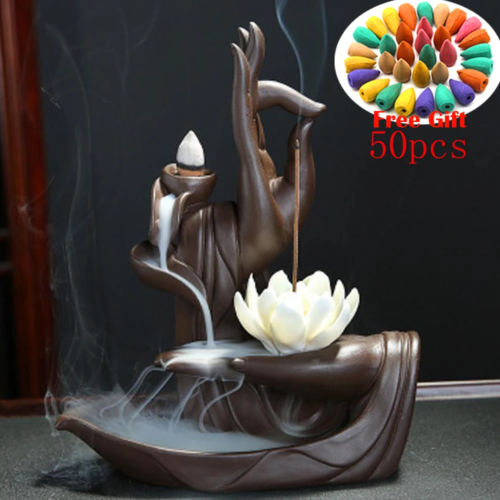 New Design Zen Ceramic Incense Holder Backflow Burner Smoke Waterfall Censer Cerative Sticks Decoration | Дом и сад