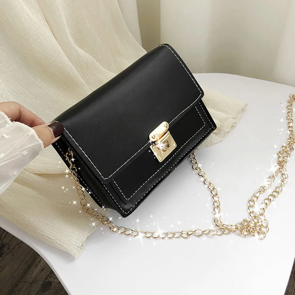 25# Pattern Fashion Women Solid Color Hasp HandBag Shoulder Bag Messenger Chain Strap Small Square | Багаж и сумки