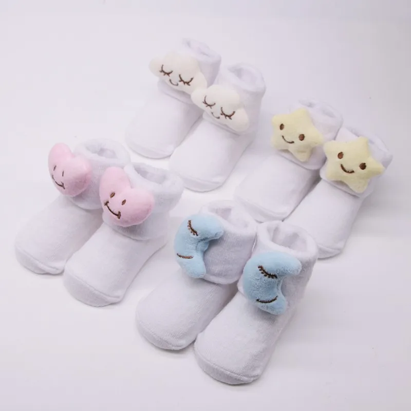 Baby Boys Girls Thickening Cotton Heart Print Cartoon Anti-slip Floor Socks Hot Newborn Winter Autumn Warm Soft Clothes Socks