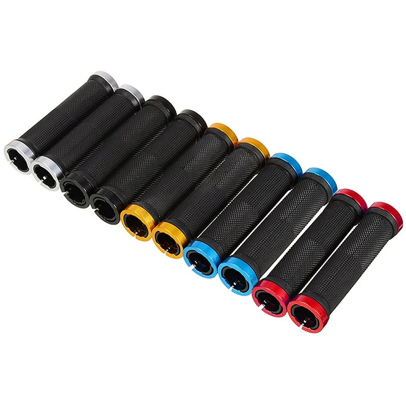 1Pair 13cm Bicycle Grips Bike Handlebar Grips Lock-on Fixed Gear Rubber Aluminum Alloy Handlebar Handle Bar End Bicycle Part